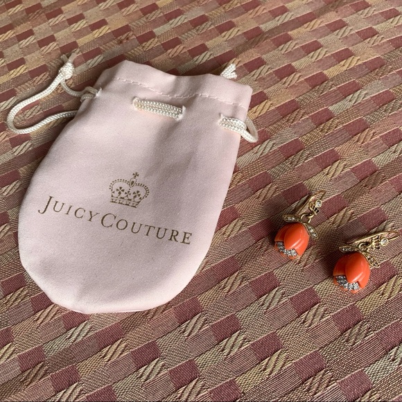 Adorable Juicy Couture Good Tone Flower Earrings With Rhinestones - Picture 3 of 13